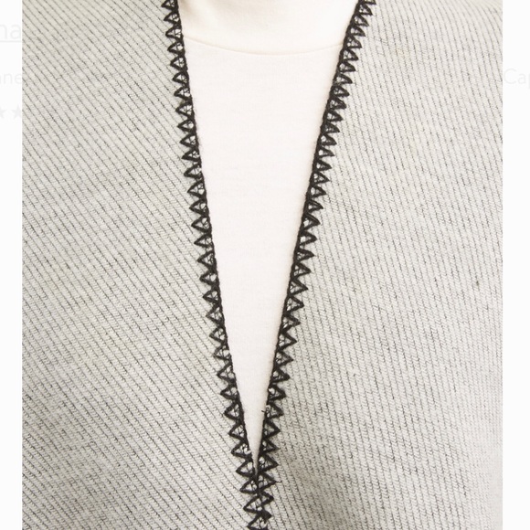 Tignanello Black & Grey Geometric Woven Ruana Cape - Picture 4 of 4